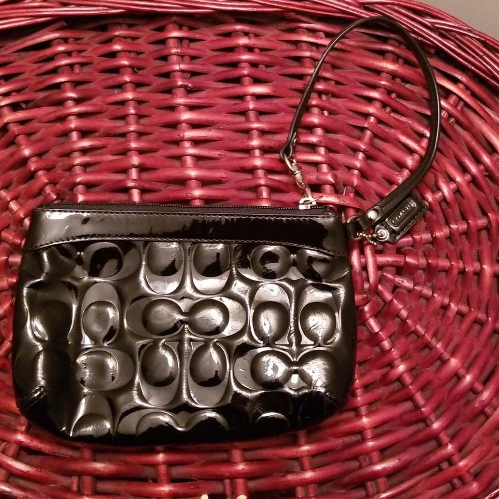 Coach Patent Leather Black Wristlet